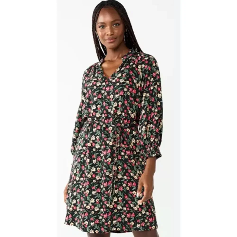 NWT Draper James Floral Knee Length Dress Womens SM Cottage Prairie Romantic - Picture 1 of 9